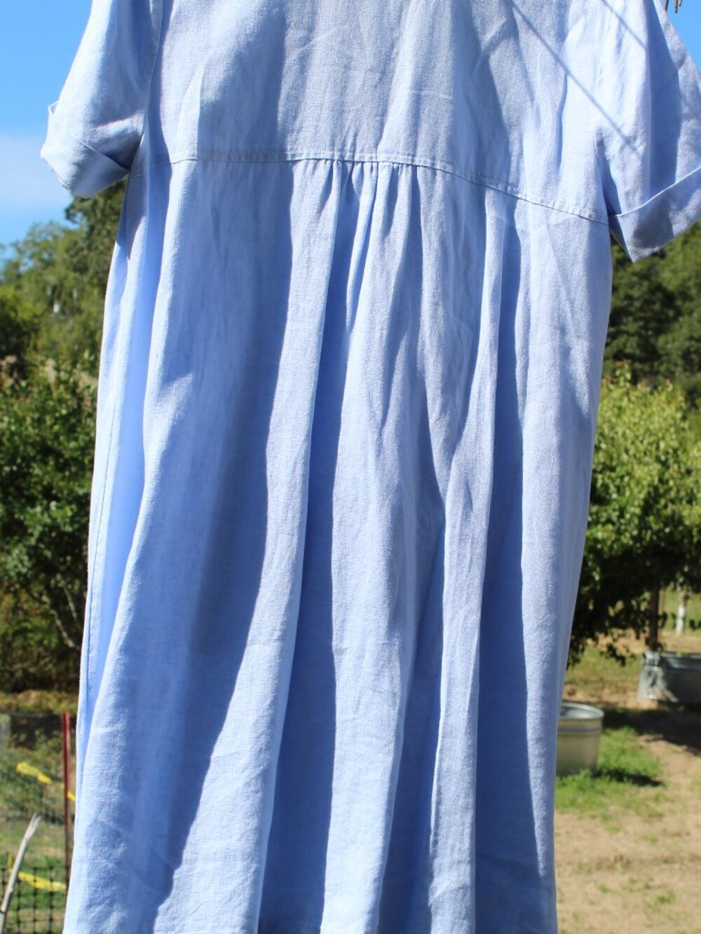 NWOT J.Jill 100% Linen Button Front Short Sleeve Dress w/ Pockets Light Blue Med - Picture 2 of 11